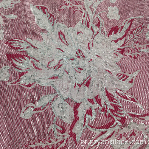 Ροζ ασημί Πολυ Paisley Jacquard Fabric